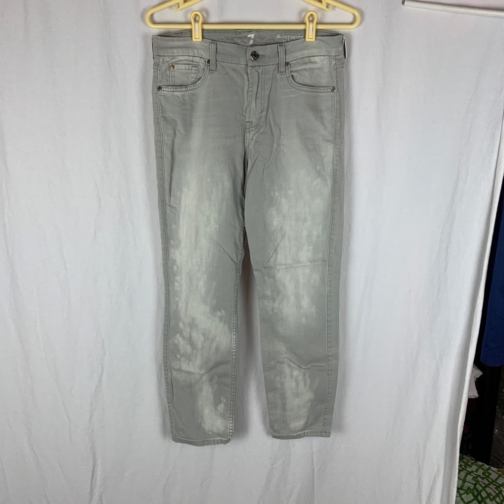 7 for all mankind gray bleach skinny jeans